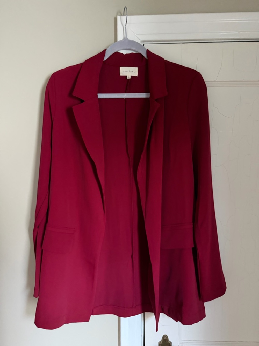 MELLODAY Wine-Red Open Front Blazer